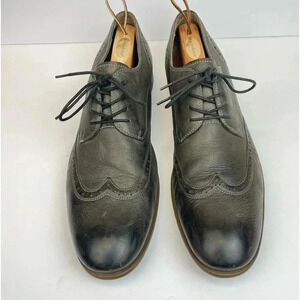 John Varvatos Star USA Dark Gray Leather Brogue Wingtip Oxfords Shoes Men Sz 13M